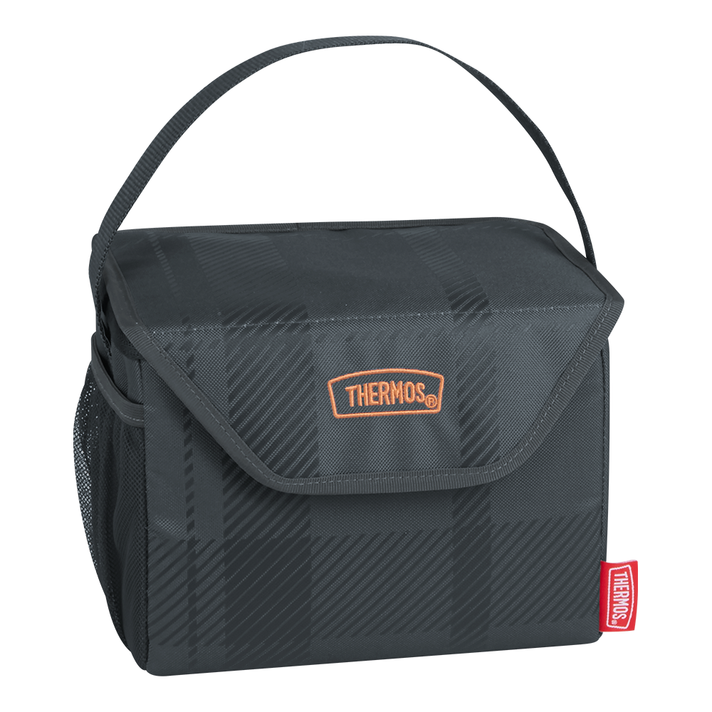 6 Can Cooler Charcoal Plaid - Image 2