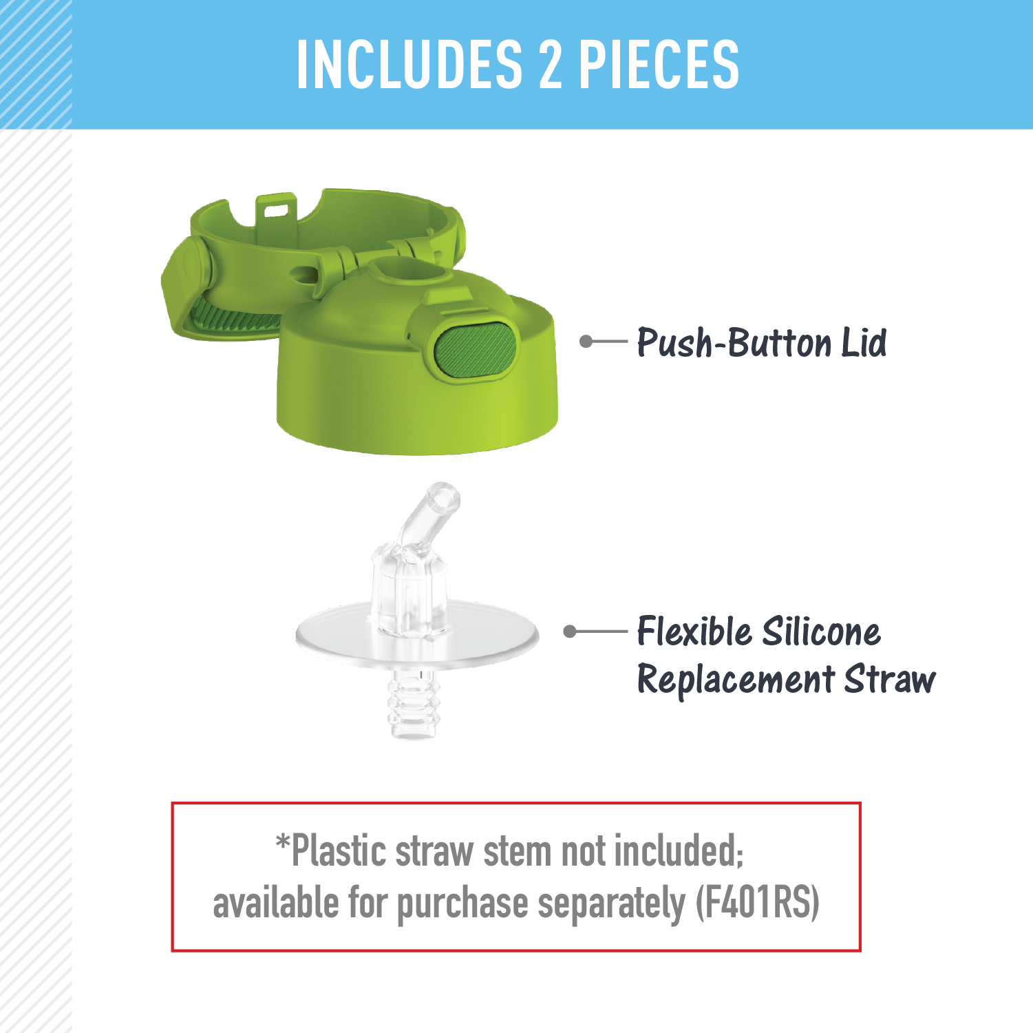 FUNTAINER® WATER BOTTLE - REPLACEMENT STRAW LID - Image 16