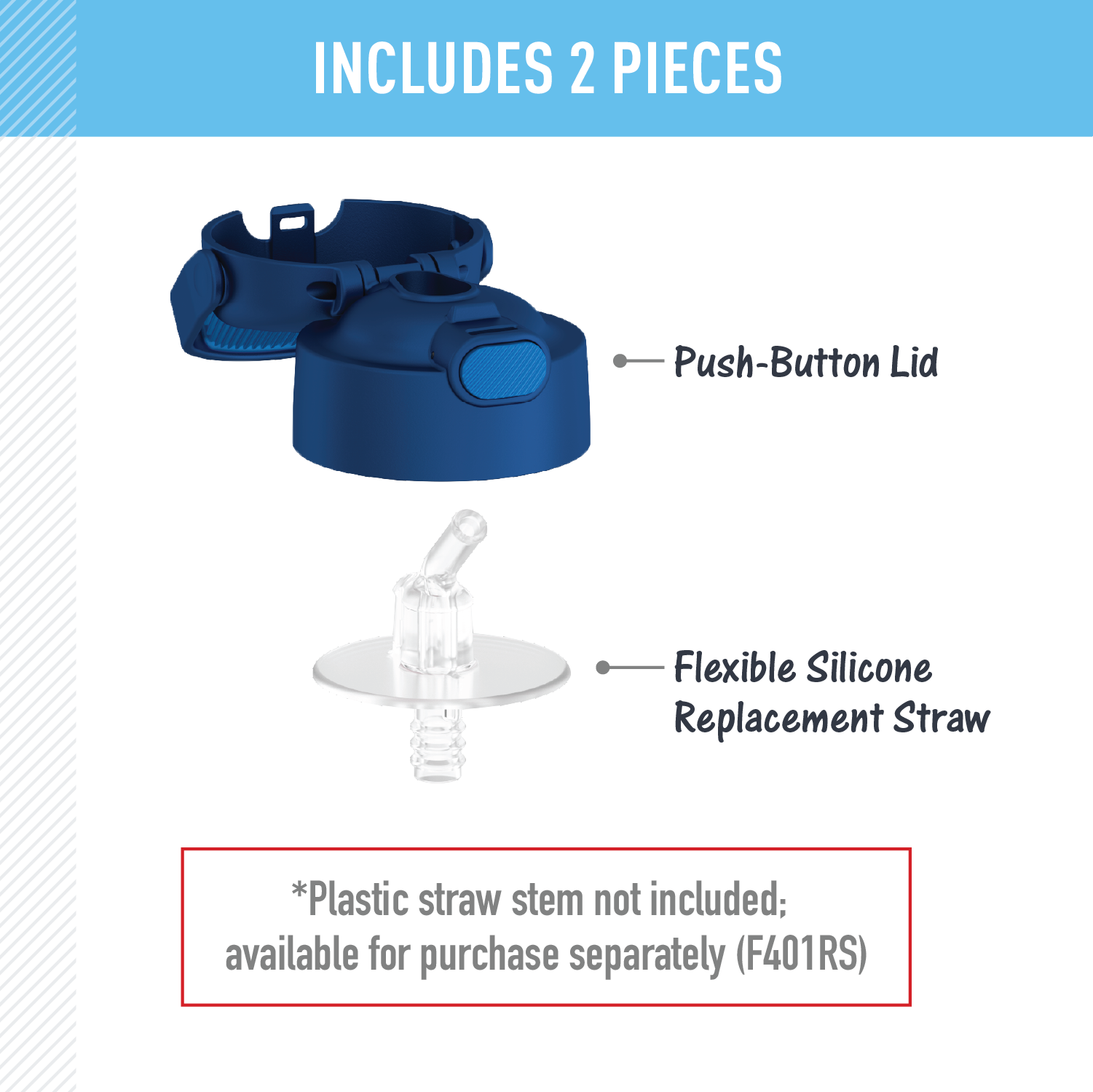 FUNTAINER® WATER BOTTLE - REPLACEMENT STRAW LID - Image 19