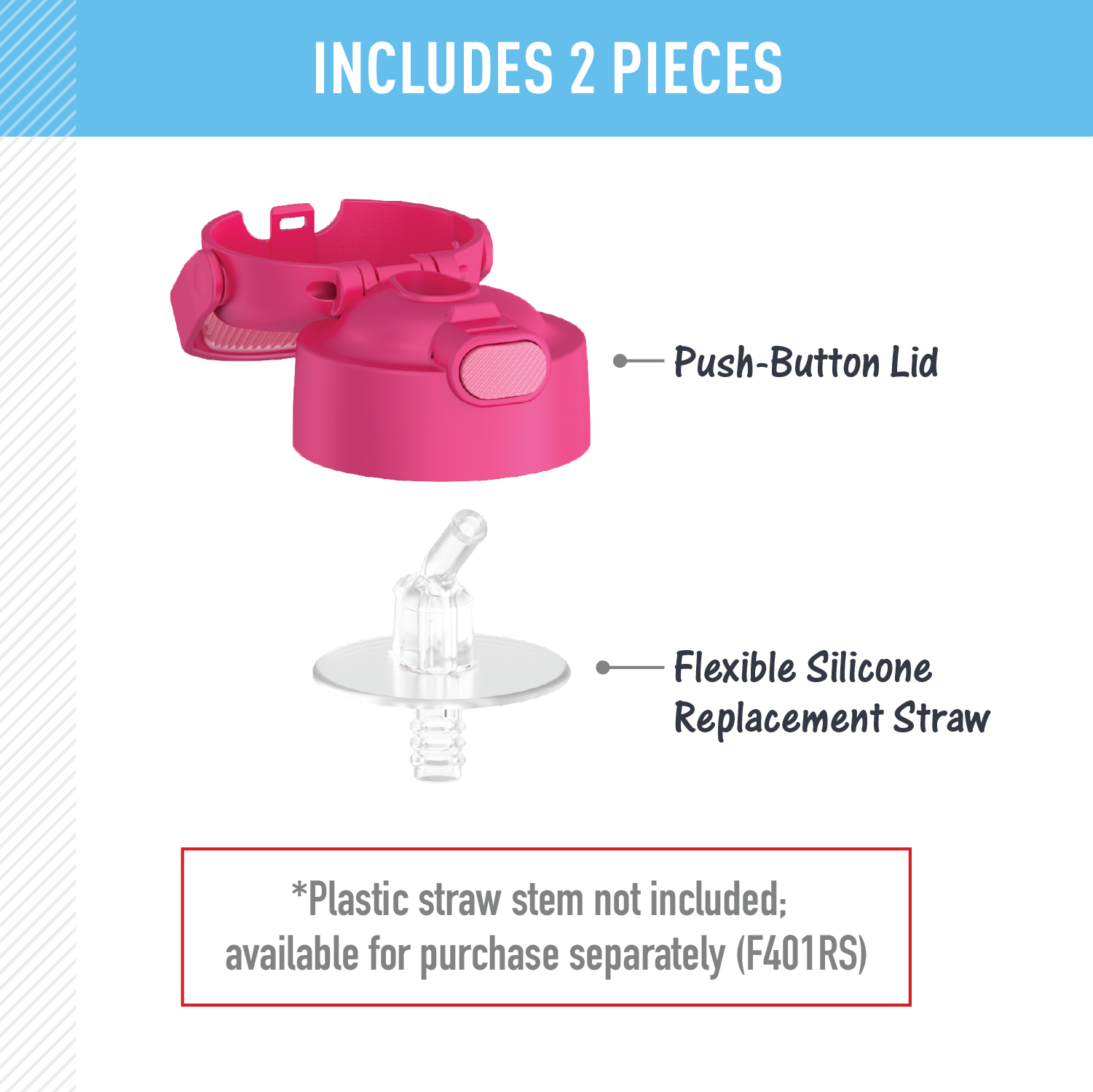 FUNTAINER® WATER BOTTLE - REPLACEMENT STRAW LID - Image 25