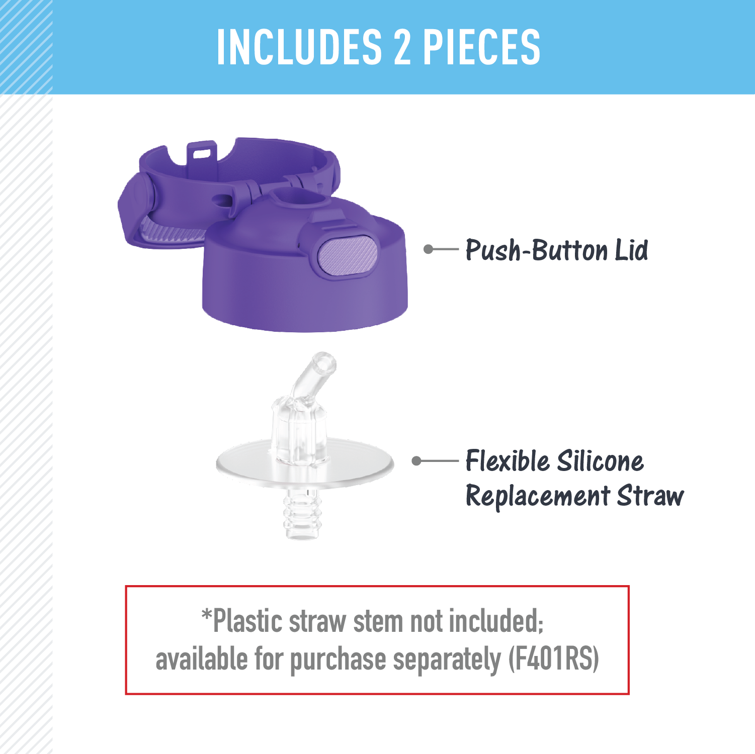 FUNTAINER® WATER BOTTLE - REPLACEMENT STRAW LID - Image 28