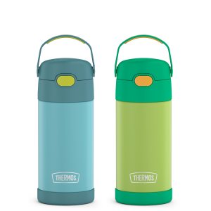 12oz FUNtainer® Water Bottles Blue/Green & Lime/Orange Bundle