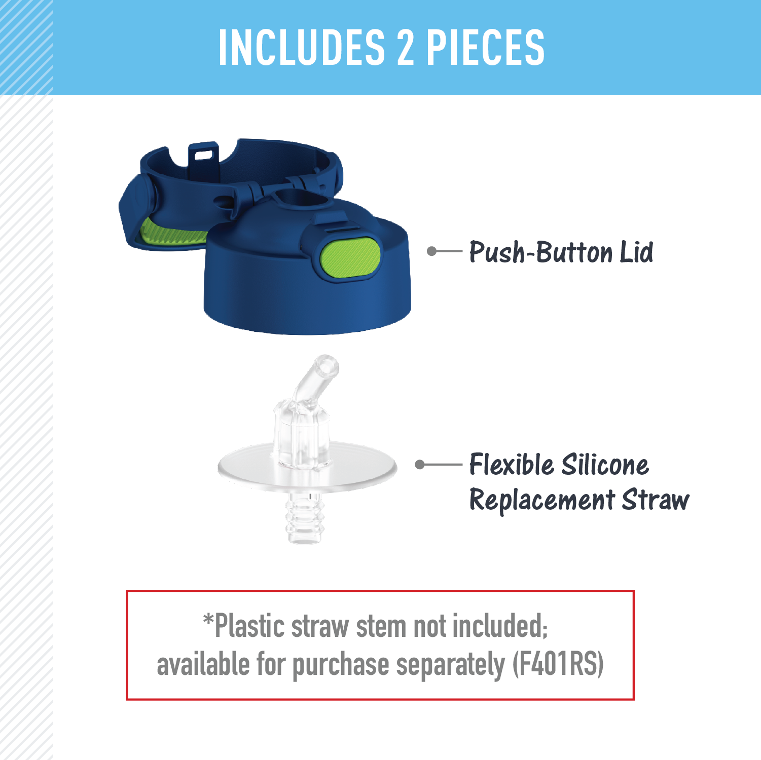 FUNTAINER® WATER BOTTLE - REPLACEMENT STRAW LID - Image 22