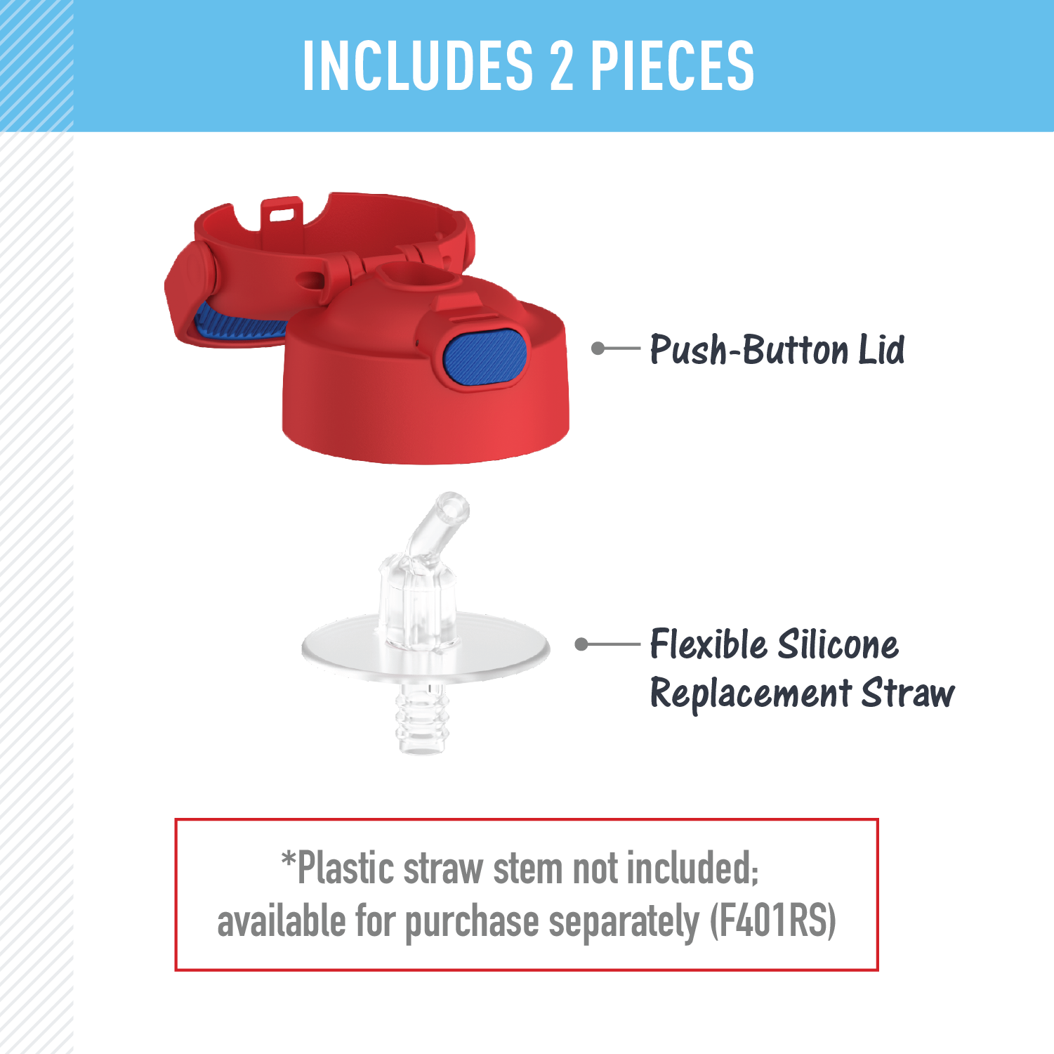 FUNTAINER® WATER BOTTLE - REPLACEMENT STRAW LID - Image 31