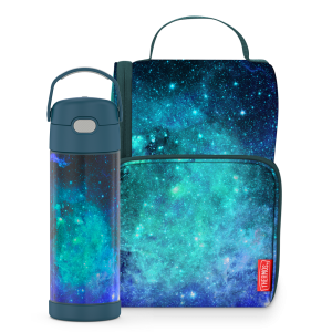 16oz FUNtainer® Water Bottle & Lunch Box Bundle - Galaxy Teal