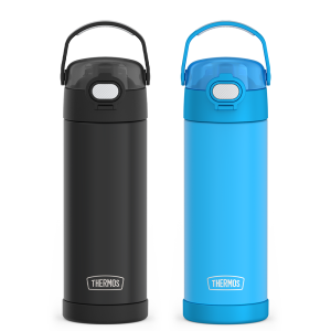 16oz FUNtainer® Water Bottles with Locking Lids Black & Blue Bundle