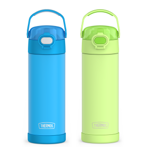 16oz FUNtainer® Water Bottles with Locking Lids Electric Blue & Neon Lime Bundle