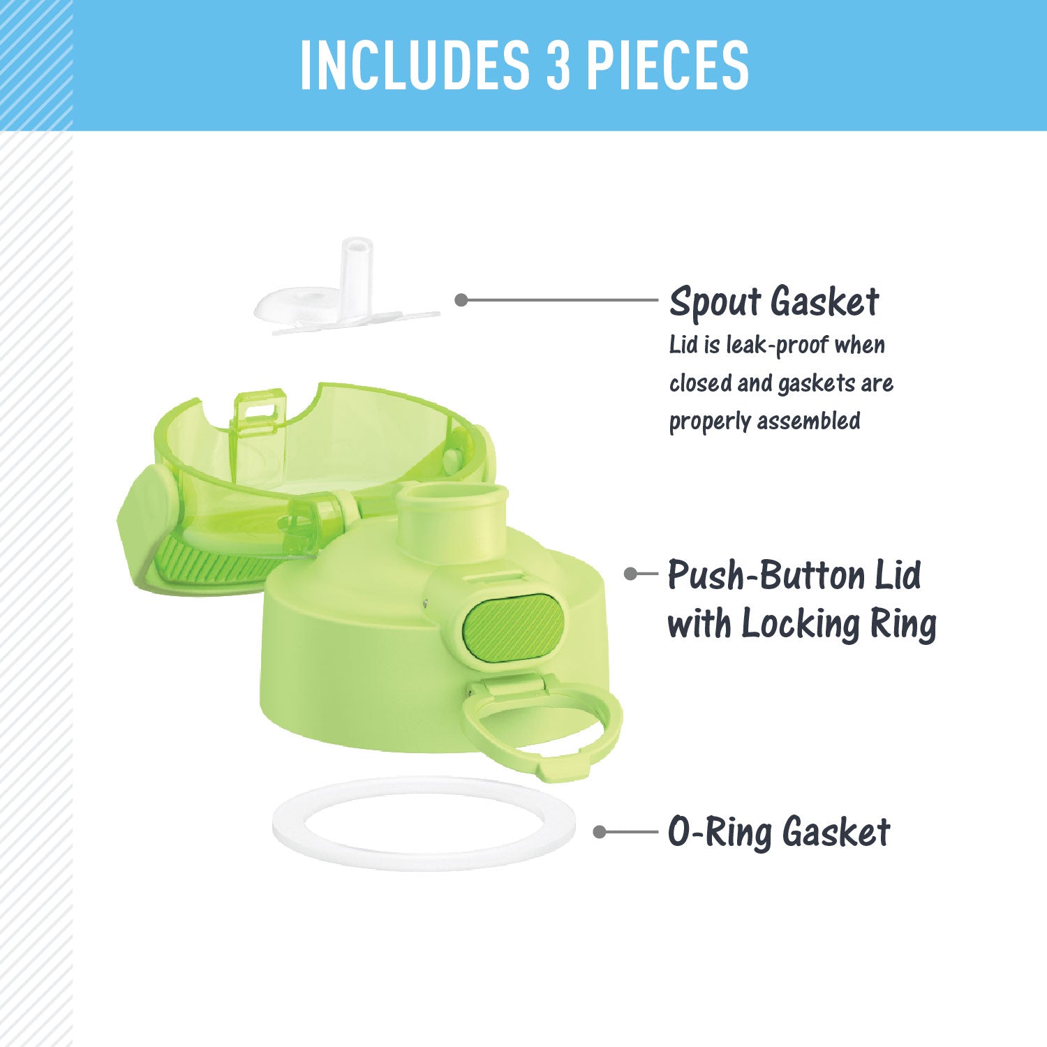 FUNTAINER® WATER BOTTLE - REPLACEMENT SPOUT LOCKING LID - Image 23