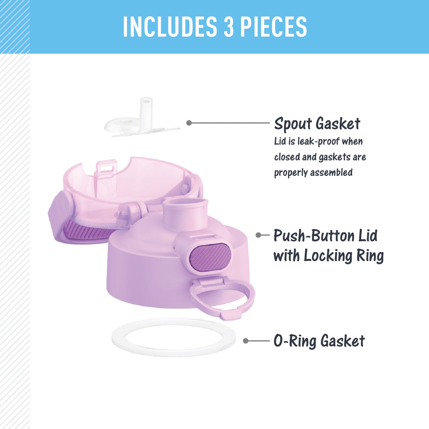 FUNTAINER® WATER BOTTLE - REPLACEMENT SPOUT LOCKING LID - Image 29