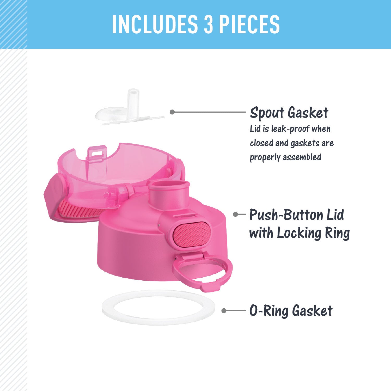 FUNTAINER® WATER BOTTLE - REPLACEMENT SPOUT LOCKING LID - Image 26