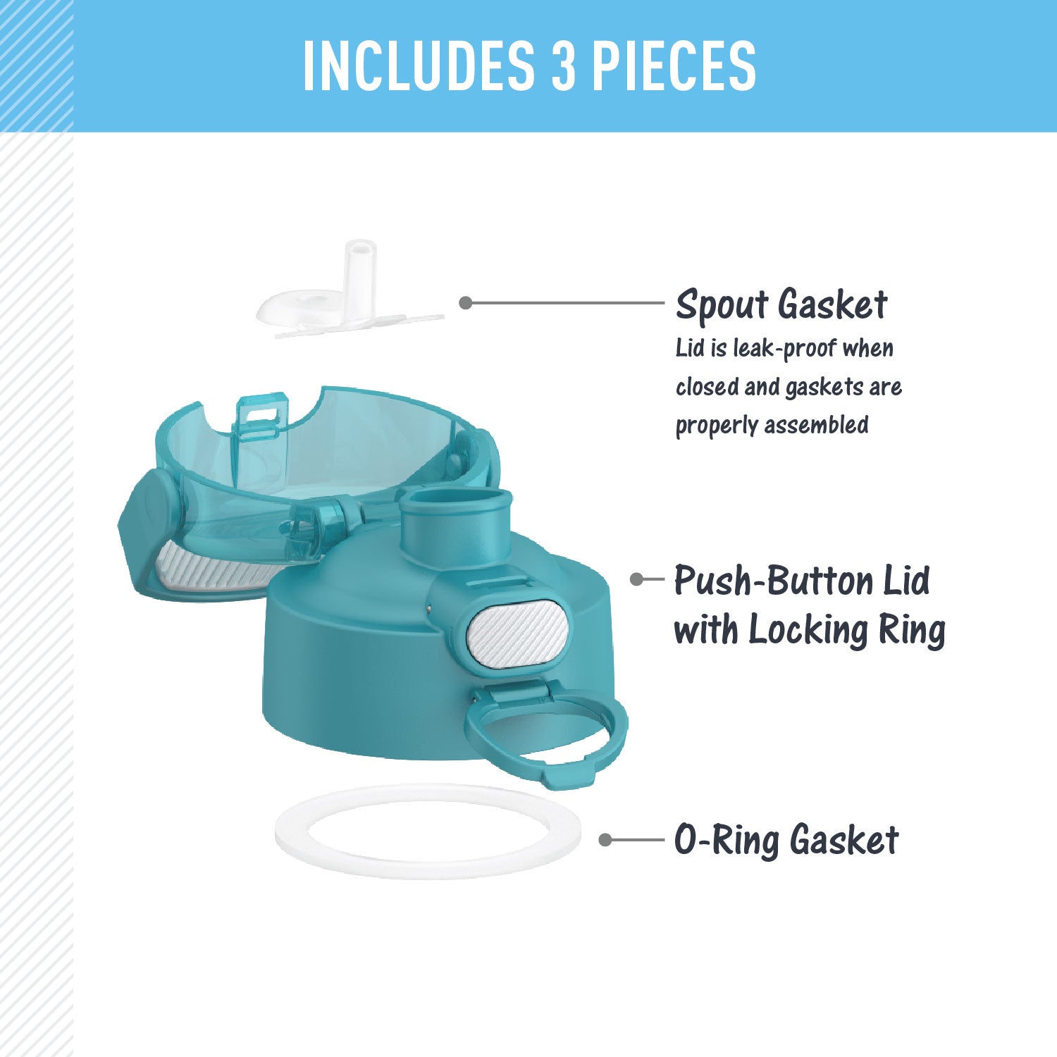 FUNTAINER® WATER BOTTLE - REPLACEMENT SPOUT LOCKING LID - Image 35