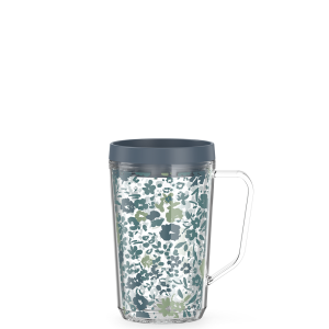 16oz Double Wall Desk Mug Blue Floral